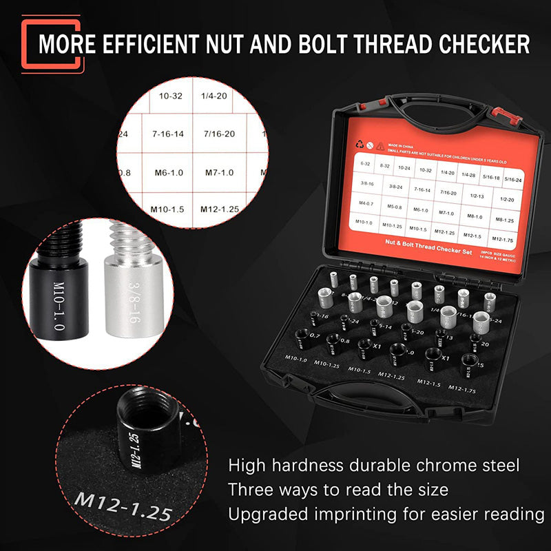 🔧 LIMITED-TIME 50% OFF! 💥 Nut & Bolt Thread Checker Kit – Dual-Sided, Military-Grade, Metric & Imperial ✨