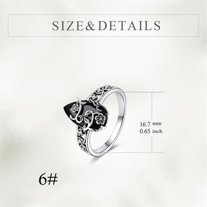 💍50% OFF NOW! 🌿 Vintage Floral Vine Ring – Black Teardrop Gem, Sparkling Accents & Openwork Band ✨