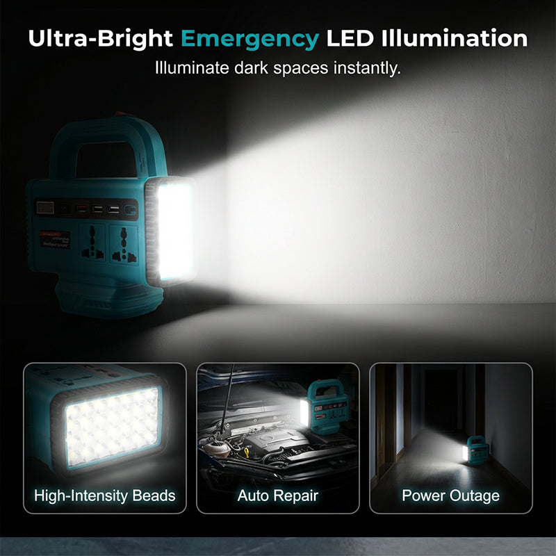 🎉2026 Hot Sale — Over 10,900 Sold!💞Portable Power Inverter with LED Work Light🔦