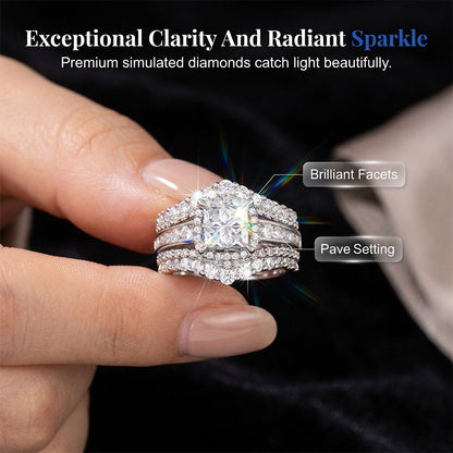 ⏳Time-Limited Special⏰Women's Princess Cut Cubic Zirconia Filled Ring – Pave Setting, Multi-Layer Band, Sparkle ✨