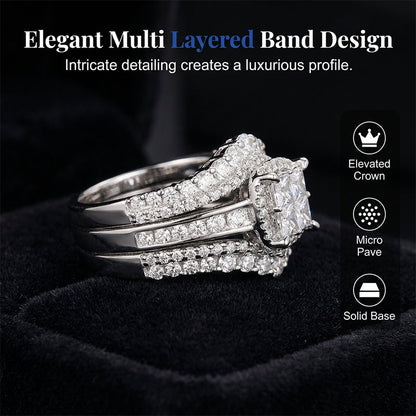 ⏳Time-Limited Special⏰Women's Princess Cut Cubic Zirconia Filled Ring – Pave Setting, Multi-Layer Band, Sparkle ✨