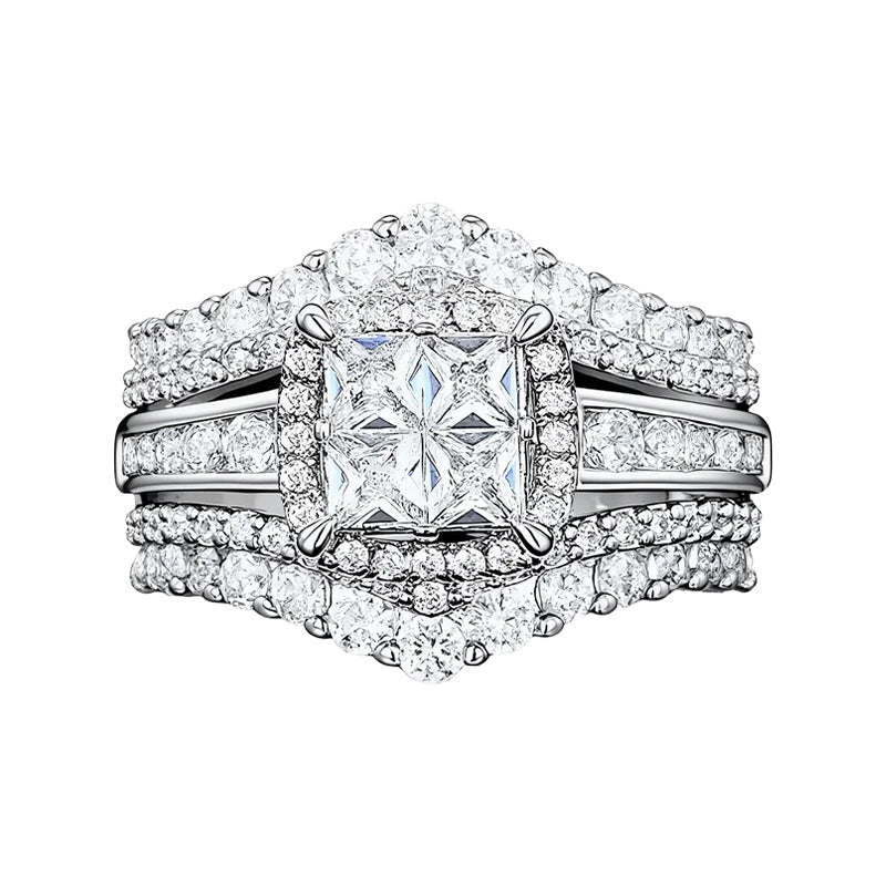 ⏳Time-Limited Special⏰Women's Princess Cut Cubic Zirconia Filled Ring – Pave Setting, Multi-Layer Band, Sparkle ✨
