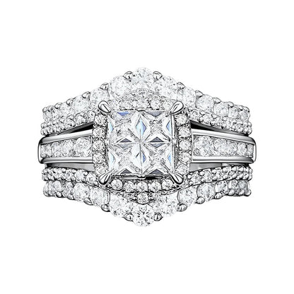 ⏳Time-Limited Special⏰Women's Princess Cut Cubic Zirconia Filled Ring – Pave Setting, Multi-Layer Band, Sparkle ✨
