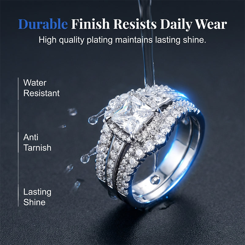 ⏳Time-Limited Special⏰Women's Princess Cut Cubic Zirconia Filled Ring – Pave Setting, Multi-Layer Band, Sparkle ✨