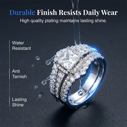 ⏳Time-Limited Special⏰Women's Princess Cut Cubic Zirconia Filled Ring – Pave Setting, Multi-Layer Band, Sparkle ✨