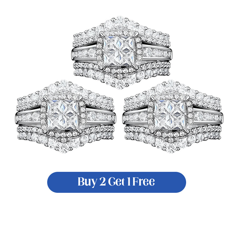 ⏳Time-Limited Special⏰Women's Princess Cut Cubic Zirconia Filled Ring – Pave Setting, Multi-Layer Band, Sparkle ✨