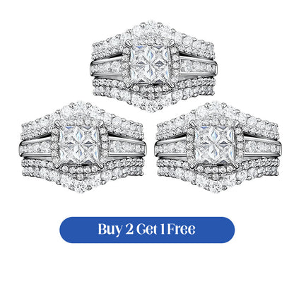 ⏳Time-Limited Special⏰Women's Princess Cut Cubic Zirconia Filled Ring – Pave Setting, Multi-Layer Band, Sparkle ✨