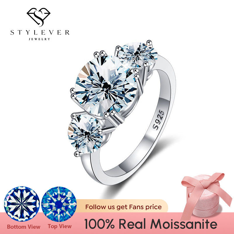 Three Stones Moissanite Engagement Ring