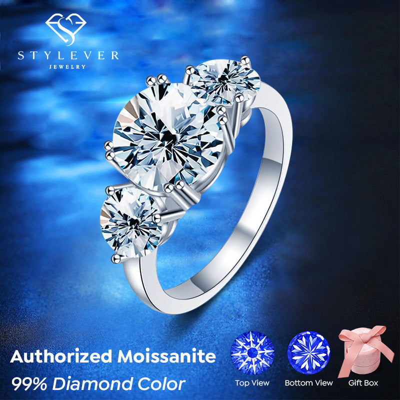 Three Stones Moissanite Engagement Ring