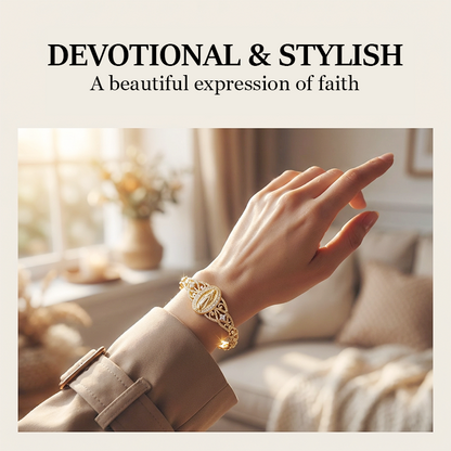 📢📢50% OFF & In Stock⏰Elegant Hollow Flower Virgin Mary Bracelet – Filigree Design, Gold Plated, Faith Inspired ✨
