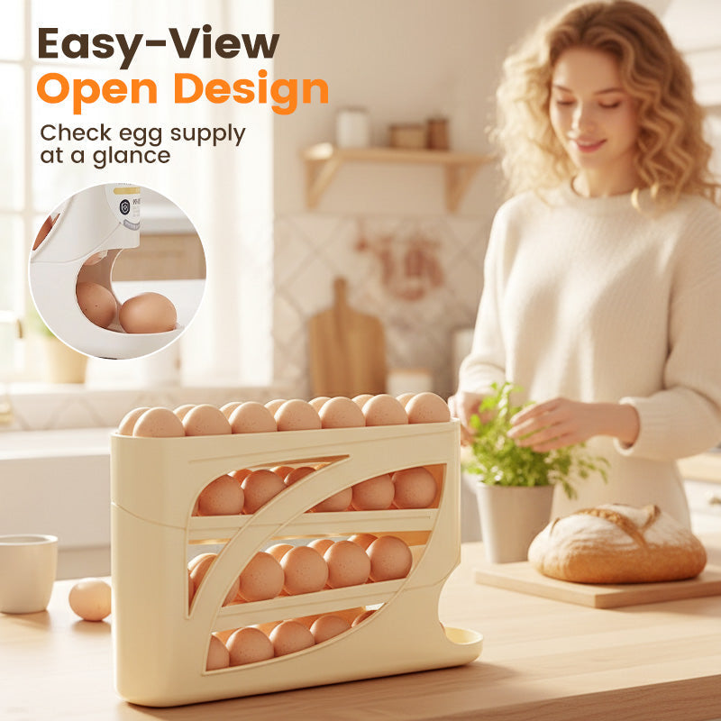 🥚 2026 Sale — Over 22,500 Sold! 🧊 Space-Saving Fridge Egg Storage Organizer – Gravity-Fed Auto Roll, 30-Egg Capacity & Slim Door-Fit Design 🏠