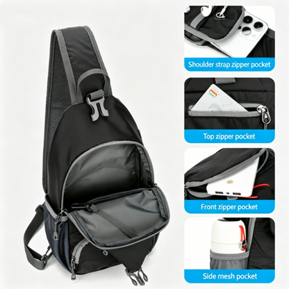 🎒 50% OFF NOW! 💧 Men's Outdoor Sling Bag – Multi-Pocket, Water-Resistant & Breathable – Perfect for Travel & Daily Use ✨