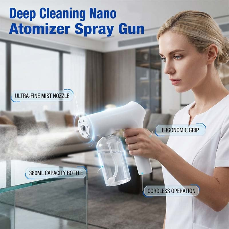🦠 Cordless Nano Atomizer – Touchless Disinfecting, Blue Light – For Home, Office & Car 🏠