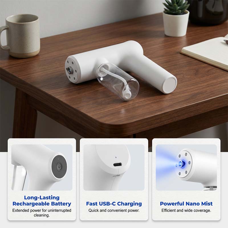 🦠 Cordless Nano Atomizer – Touchless Disinfecting, Blue Light – For Home, Office & Car 🏠