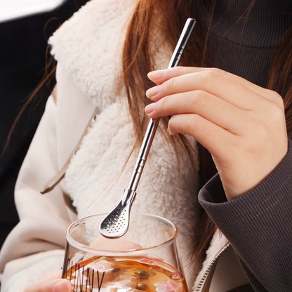 🥤 LIMITED TIME 50% OFF! 🥄 304 Stainless Steel 2-in-1 Straw Spoon – Drink Straw & Stirring Spoon Combo, Detachable Design & Eco-Friendly Reusable ✨