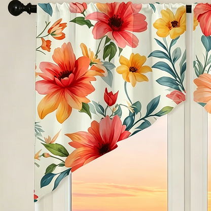 🌿 Botanical Print Rod Pocket Window Curtains 🌸