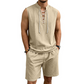 🧵 LIMITED-TIME 50% OFF! ✨ Men's Linen Sleeveless Set – Top & Shorts, Lace-Up, 7 Colors ☀️