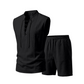 🧵 LIMITED-TIME 50% OFF! ✨ Men's Linen Sleeveless Set – Top & Shorts, Lace-Up, 7 Colors ☀️
