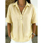 👕 LIMITED-TIME 50% OFF! ✨ Women's Striped Short-Sleeve Shirt – Relaxed Fit, V Neck, 9 Colors 🍂