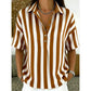 👕 LIMITED-TIME 50% OFF! ✨ Women's Striped Short-Sleeve Shirt – Relaxed Fit, V Neck, 9 Colors 🍂