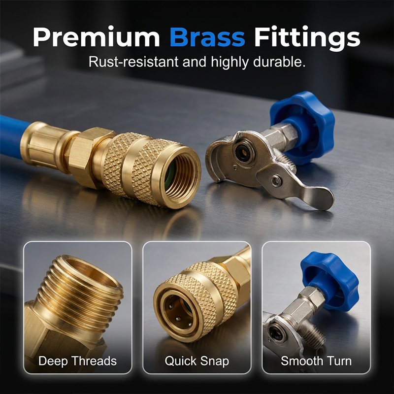 🚗 50% OFF NOW!❄️ R134a AC Refrigerant Charging Hose with Gauge – Universal & Easy DIY Tool 🔧