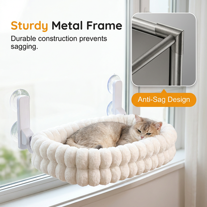 🐱 50% OFF! ✨ 90° Foldable Cat Window Perch Hammock – Heavy-Duty Suction Cups Hold Up to 18kg, Ultra-Soft Removable & Washable Cover – Panoramic Sunbathing Spot for Your Feline ☀️