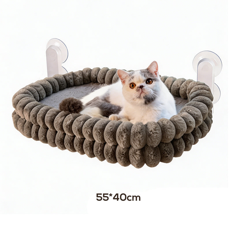 🐱 50% OFF! ✨ 90° Foldable Cat Window Perch Hammock – Heavy-Duty Suction Cups Hold Up to 18kg, Ultra-Soft Removable & Washable Cover – Panoramic Sunbathing Spot for Your Feline ☀️