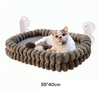 🐱 50% OFF! ✨ 90° Foldable Cat Window Perch Hammock – Heavy-Duty Suction Cups Hold Up to 18kg, Ultra-Soft Removable & Washable Cover – Panoramic Sunbathing Spot for Your Feline ☀️