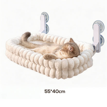 🐱 50% OFF! ✨ 90° Foldable Cat Window Perch Hammock – Heavy-Duty Suction Cups Hold Up to 18kg, Ultra-Soft Removable & Washable Cover – Panoramic Sunbathing Spot for Your Feline ☀️