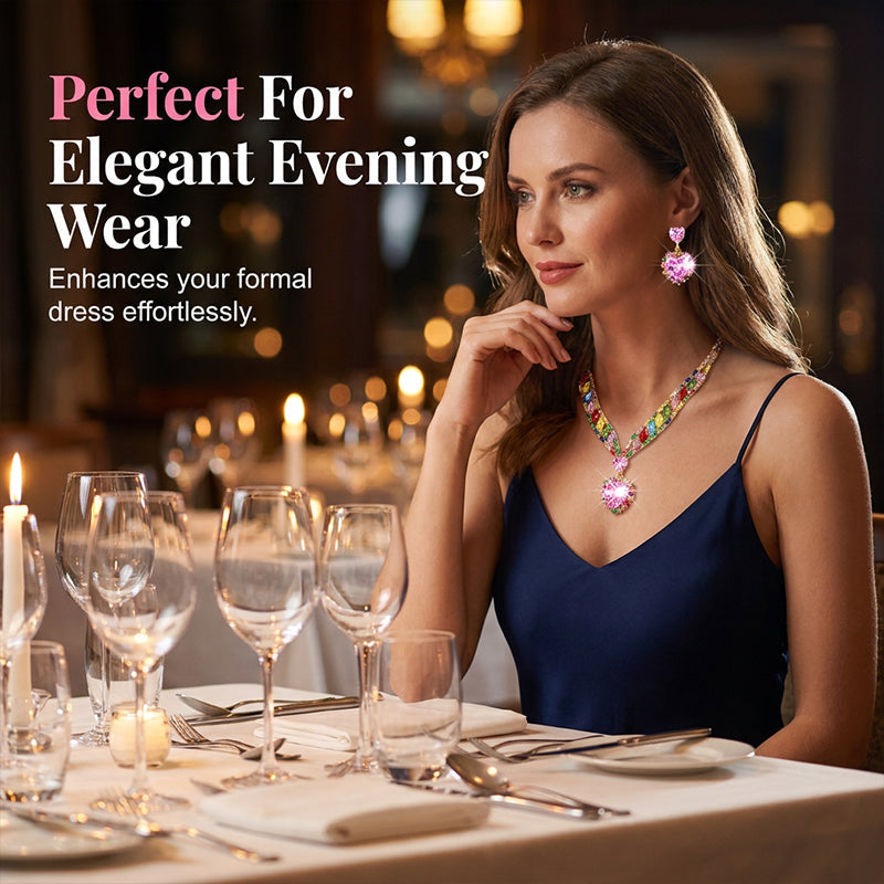 💎Last✨ Sparkling Heart Jewelry Set –Including Necklace & Earrings, Elegant, Lightweight 💖