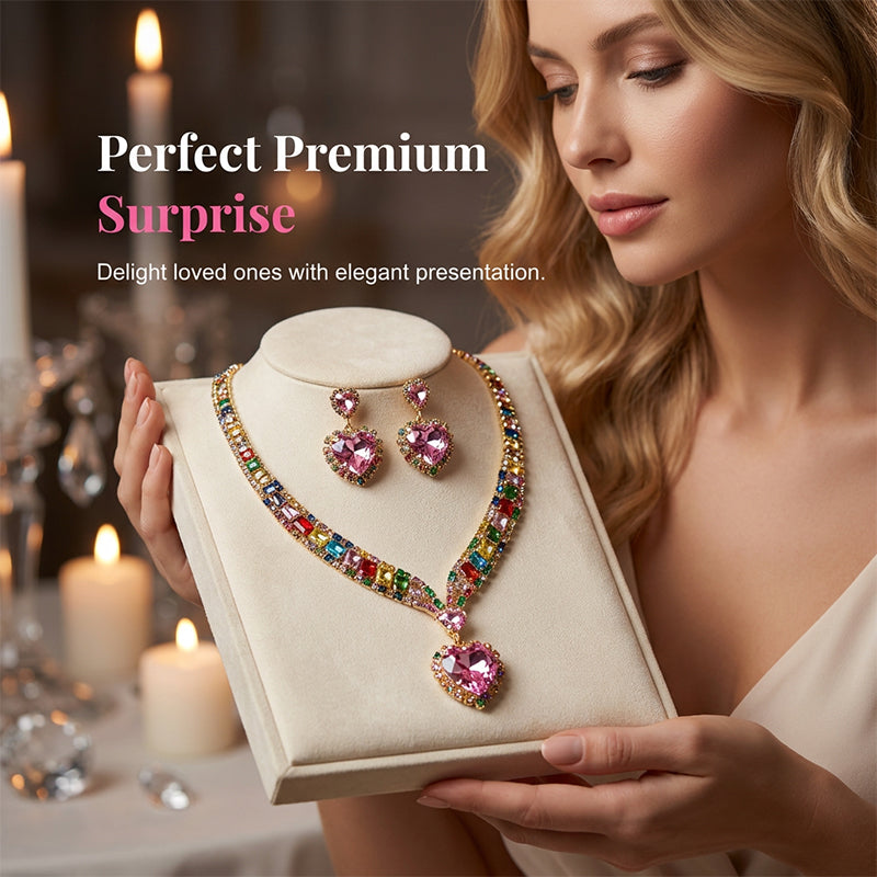 💎Last✨ Sparkling Heart Jewelry Set –Including Necklace & Earrings, Elegant, Lightweight 💖