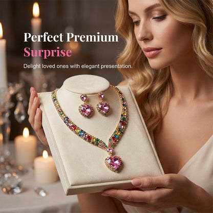 💎Last✨ Sparkling Heart Jewelry Set –Including Necklace & Earrings, Elegant, Lightweight 💖