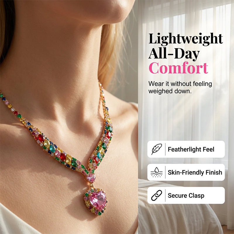 💎Last✨ Sparkling Heart Jewelry Set –Including Necklace & Earrings, Elegant, Lightweight 💖