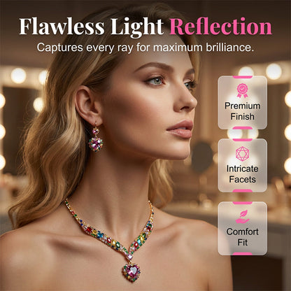 💎Last✨ Sparkling Heart Jewelry Set –Including Necklace & Earrings, Elegant, Lightweight 💖