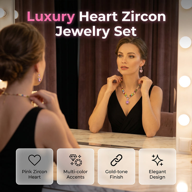 💎Last✨ Sparkling Heart Jewelry Set –Including Necklace & Earrings, Elegant, Lightweight 💖