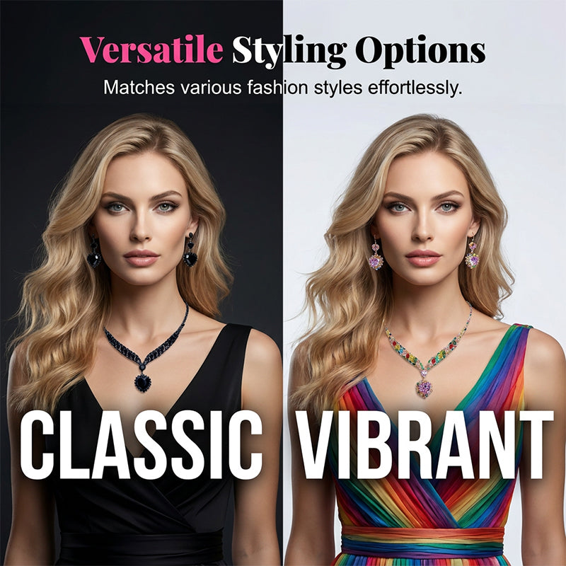 💎Last✨ Sparkling Heart Jewelry Set –Including Necklace & Earrings, Elegant, Lightweight 💖