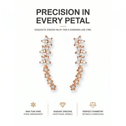 ⚡Starry Flower Rhinestone Ear Climber Earrings