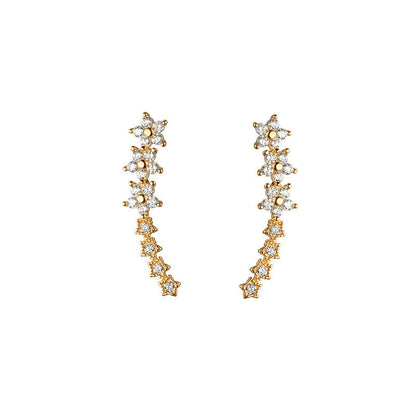 ⚡Starry Flower Rhinestone Ear Climber Earrings