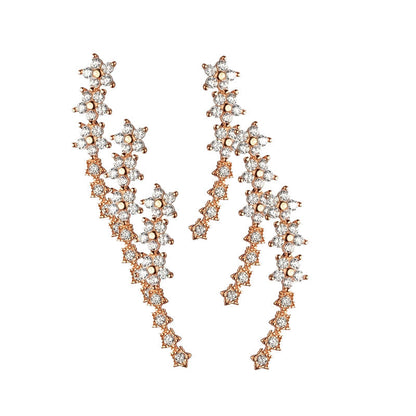 ⚡Starry Flower Rhinestone Ear Climber Earrings