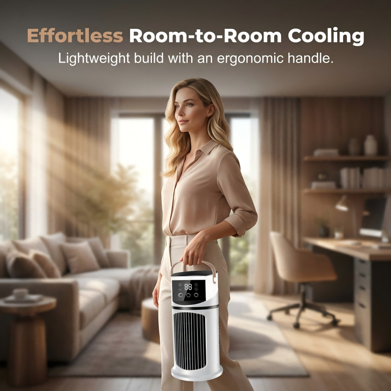 🏆LAST DAY SALE 50% OFF🔥Mist Humidifier Cold Fan, Air Cooler, 9 Speed Settings + Three-Hole Spray, 8-Hour Timer