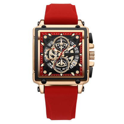 ⌚ LIMITED-TIME 50% OFF! ✨ Men's Skeleton Watch – Square Face, Chronograph, Silicone Strap 🌀