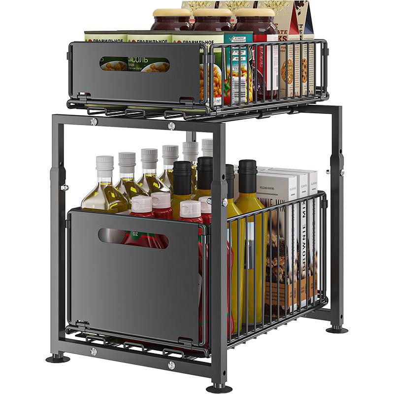 🔄💪 50% OFF! 📦2-Tier Pull-Out Shelf – Double storage, easy reach.