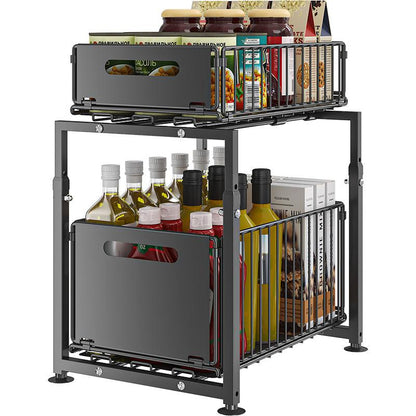 🔄💪 50% OFF! 📦2-Tier Pull-Out Shelf – Double storage, easy reach.