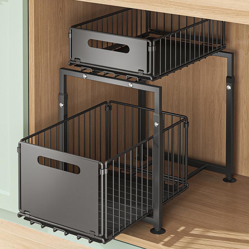 🔄💪 50% OFF! 📦2-Tier Pull-Out Shelf – Double storage, easy reach.