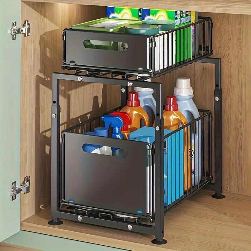 🔄💪 50% OFF! 📦2-Tier Pull-Out Shelf – Double storage, easy reach.