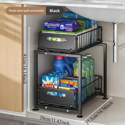 🔄💪 50% OFF! 📦2-Tier Pull-Out Shelf – Double storage, easy reach.