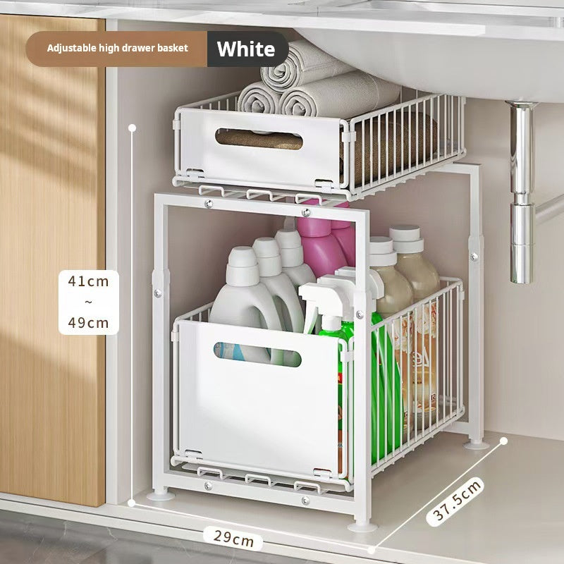 🔄💪 50% OFF! 📦2-Tier Pull-Out Shelf – Double storage, easy reach.