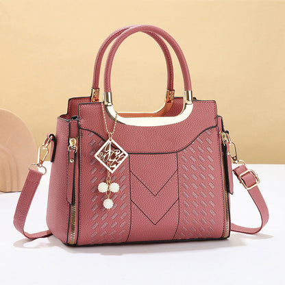 👜 LIMITED-TIME 50% OFF! ✨ Women's V-Stitched Satchel – Gold Hardware, Multi-Compartment, Top-Handle 🌸