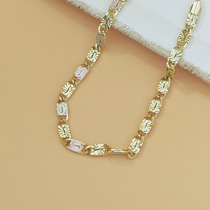 💎 LIMITED-TIME 50% OFF! ✨ Unisex Tri-Color Link Bracelet – Gold/Rose/Silver, Faceted Cut, Lobster Clasp 🖤