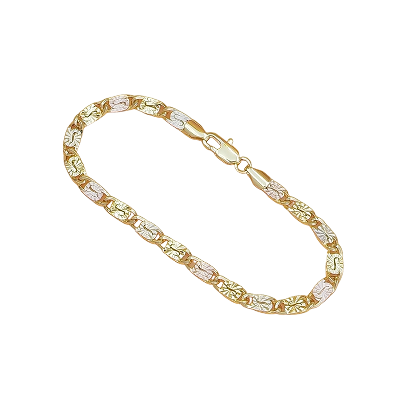💎 LIMITED-TIME 50% OFF! ✨ Unisex Tri-Color Link Bracelet – Gold/Rose/Silver, Faceted Cut, Lobster Clasp 🖤